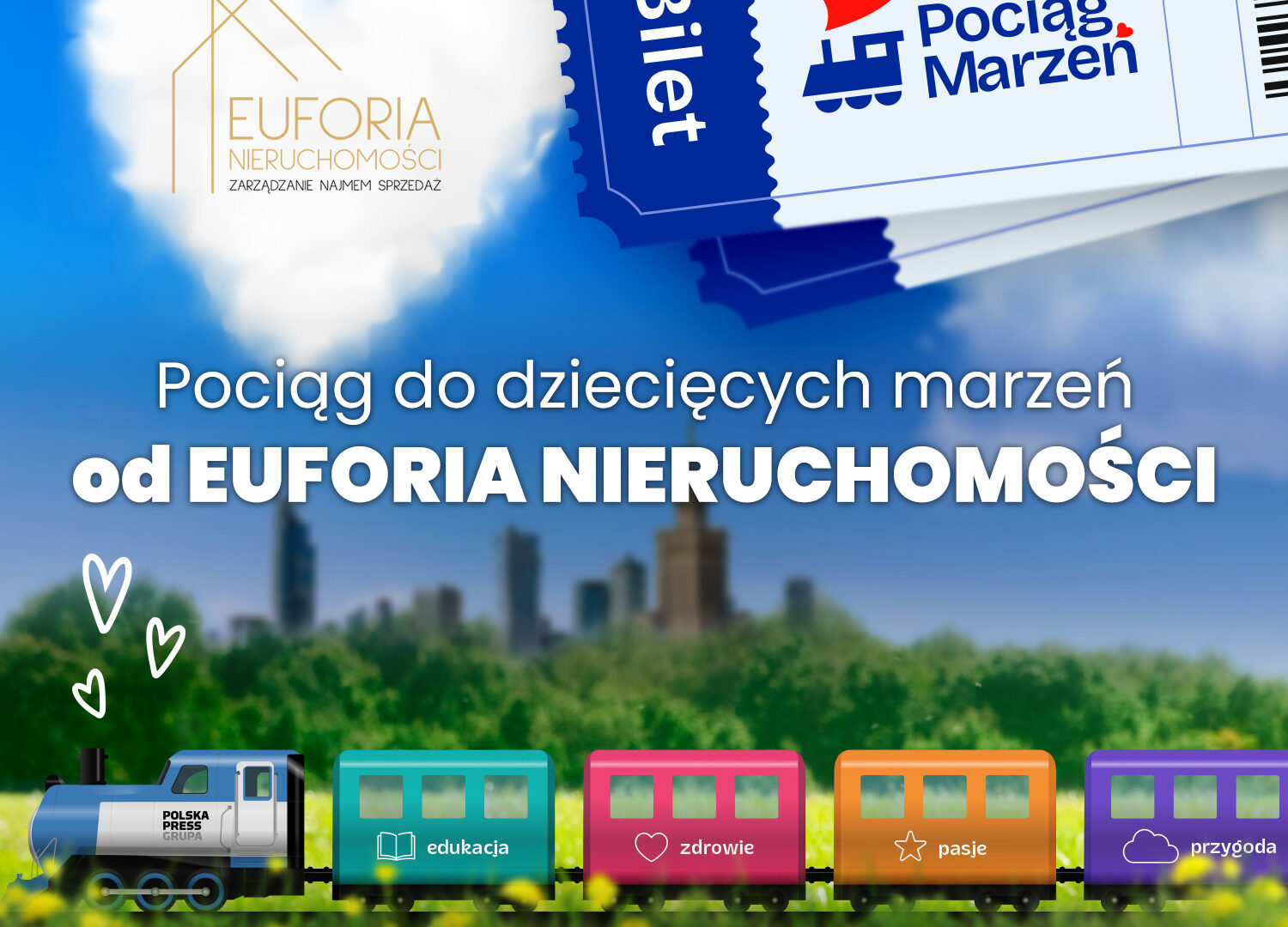 Pomagamy spełniać dziecięce marzenia! Euforia Nieruchomości partnerem akcji „Pociąg Marzeń 2026”
